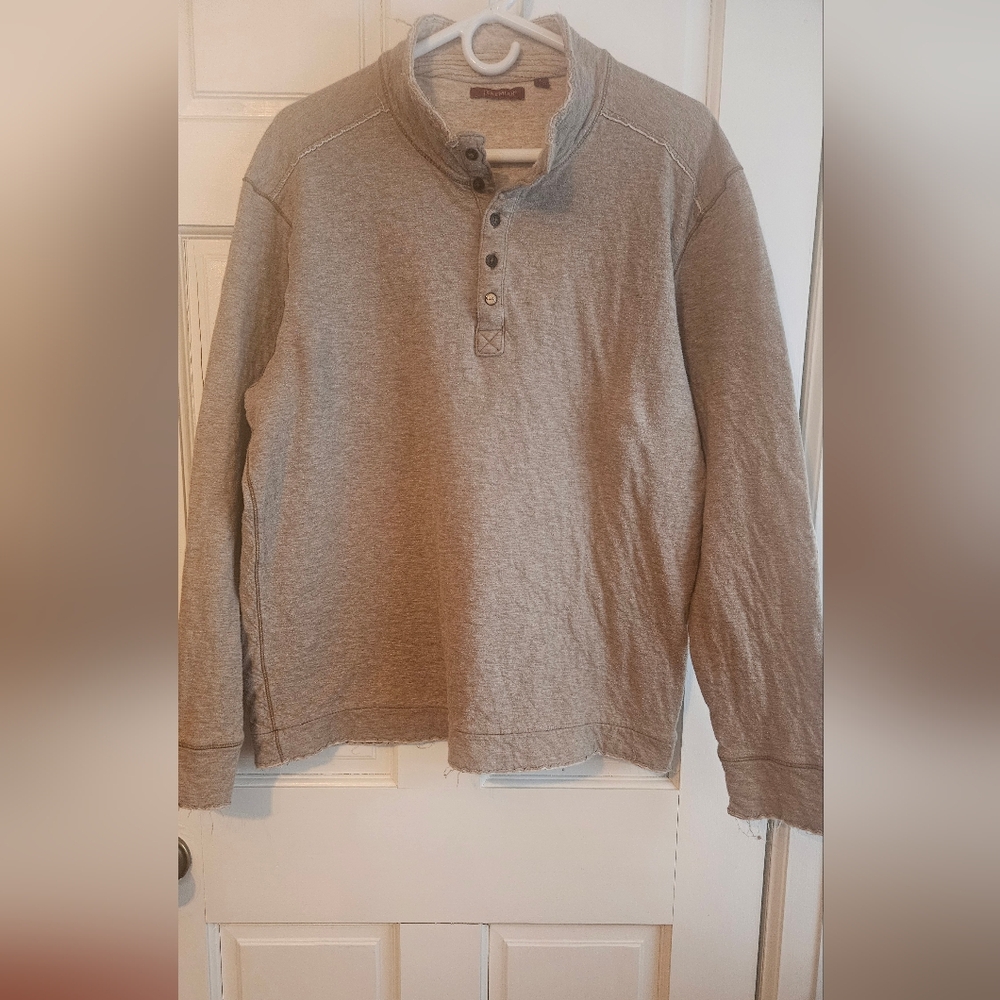 Mens Heather Shabby Chic Long Sleeve Henley Shirt. Size L